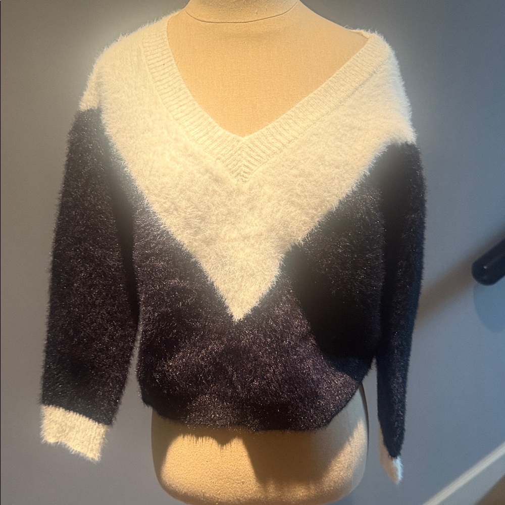 Nasty Gal Black and White V-Neck Sweater
